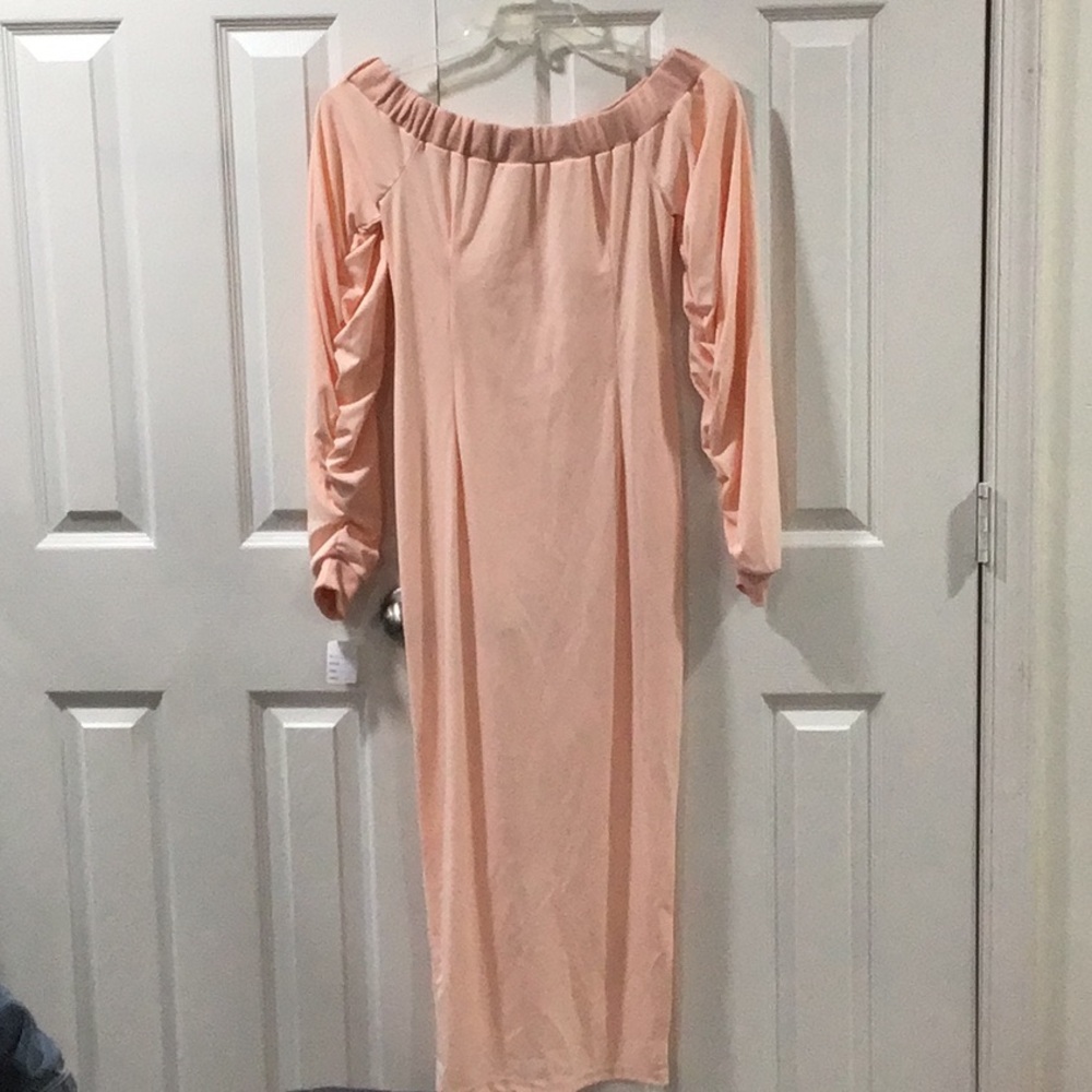 Elegant Peach Off-Shoulder Dress